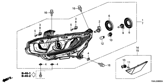 2021 Honda Civic Headlight (Halogen) Diagram