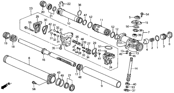 1992 Honda Accord P.S. Gear Box Components Diagram
