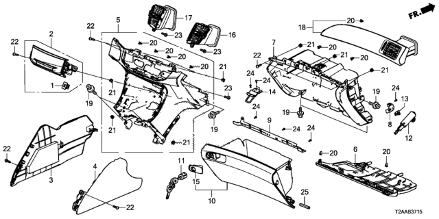 2017 Honda Accord Instrument Panel Garnish (Passenger Side) Diagram