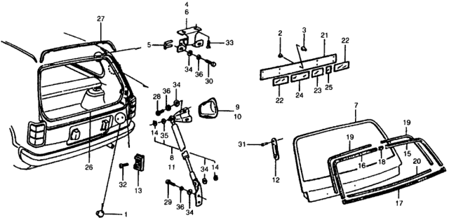 1979 Honda Civic Seal, Tailgate Molding Diagram for 85808-647-000