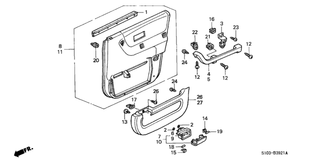 1999 Honda CR-V 5 Door EX KA 5MT Rear Door Lining Diagram