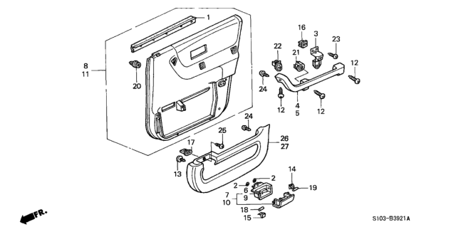 2001 Honda CR-V Spring, Cup Holder A Diagram for 90603-S10-003