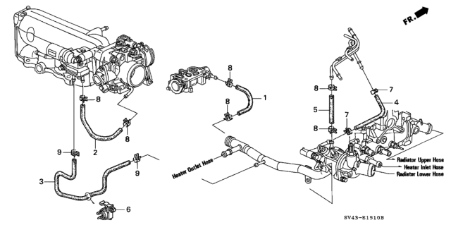 1994 Honda Accord Hose, Breather Heater (B) Diagram for 19515-P0A-000