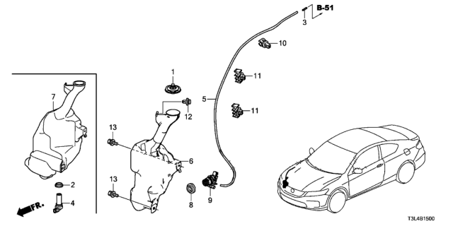2013 Honda Accord 2 Door LX-S KA 6MT Windshield Washer Diagram