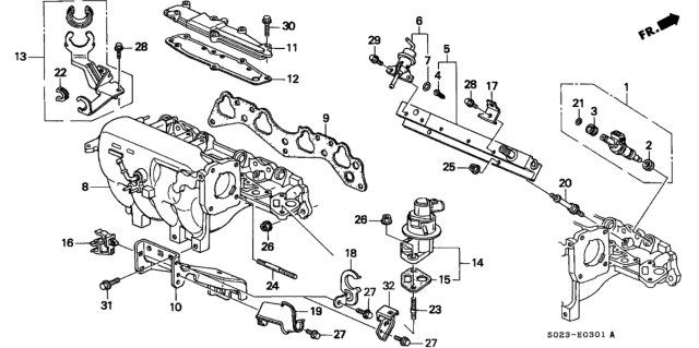 1997 Honda Civic Clamp, Purge Hose Diagram for 36156-P2M-A00