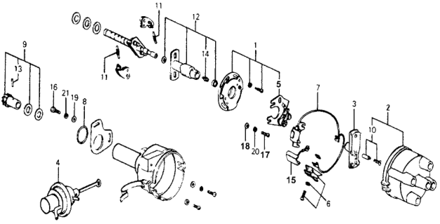 1976 Honda Accord HMT Distributor Components Diagram