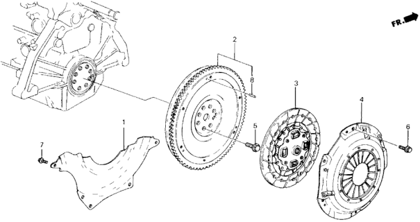 1988 Honda Accord 2 Door LXI KA 5MT Clutch - Flywheel Diagram