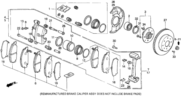 1995 Honda Del Sol Splash Guard, Right Front Brake Diagram for 45255-SR3-010