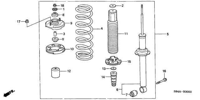 2002 Honda Accord Shock Absorber Assembly, Rear Diagram for 52610-S87-A11