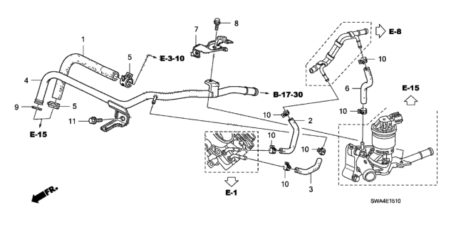 2007 Honda CR-V Pipe, Heater Diagram for 19510-RTB-000