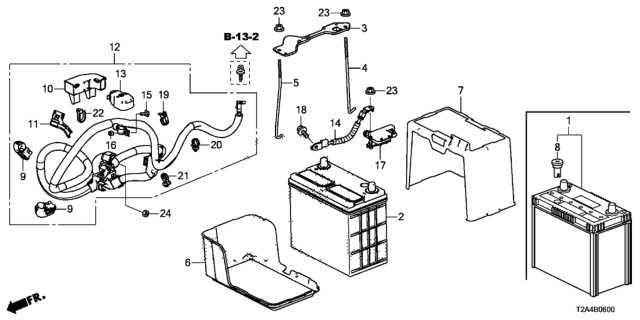 2013 Honda Accord Cable Assembly, Earth Diagram for 32600-T2A-A00