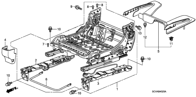 2009 Honda Element Front Seat Components (Passenger Side) Diagram