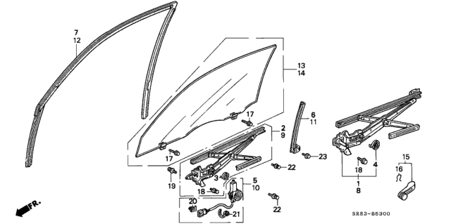 1993 Honda Civic Door Glass Diagram