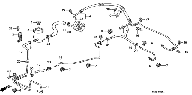 1998 Honda Accord P.S. Hoses - Pipes (V6) Diagram