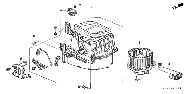 2000 Honda Prelude Blower Sub-Assy. Diagram for 79305-S30-A01