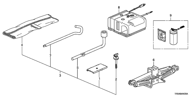 2014 Honda Civic Tools - Jack Diagram