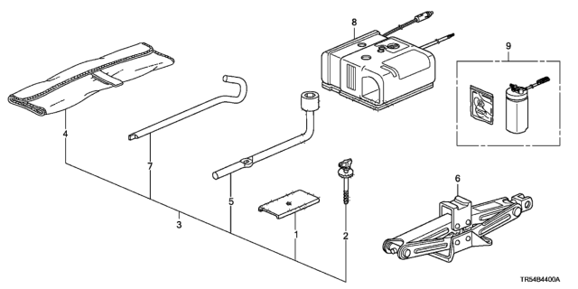 2012 Honda Civic Tools - Jack Diagram