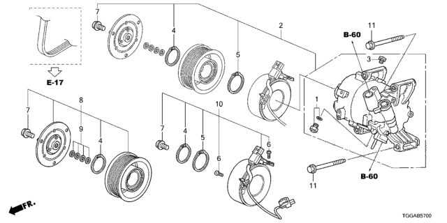 2021 Honda Civic A/C Compressor Diagram