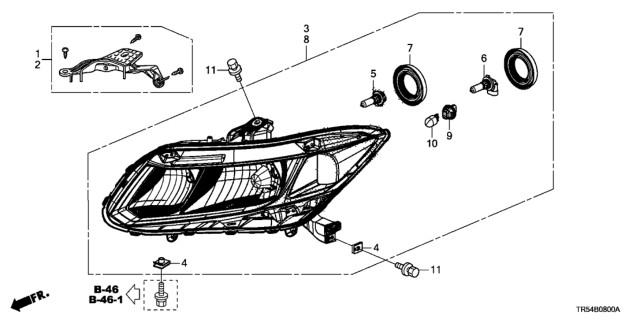 2013 Honda Civic 4 Door GX (NAVIGATION) KA 5AT Headlight Diagram