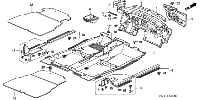 1997 Honda Accord Floor Mat Diagram