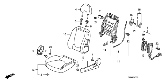 2007 Honda Fit Cover, L. Reclining *NH167L* (GRAPHITE BLACK) Diagram for 81638-SLN-A01ZA