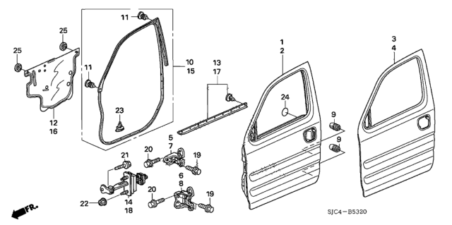2012 Honda Ridgeline Seal, L. FR. Door Side Sill Diagram for 72367-SJC-A01