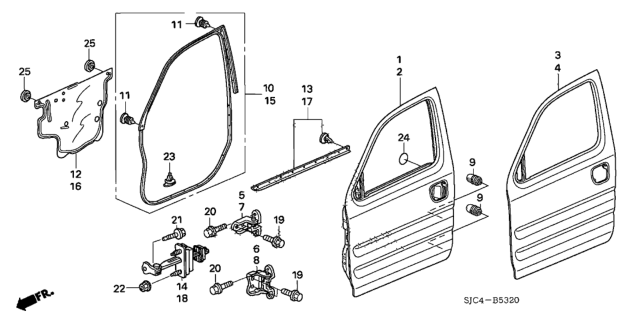 2008 Honda Ridgeline Front Door Panels Diagram