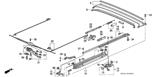 1994 Honda Civic Rail, L. Sunshade Diagram for 70325-SR3-003
