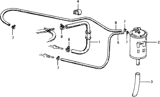 1979 Honda Civic Hose, Fuel Feed Diagram for 16874-659-030P