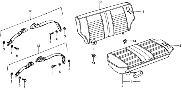 1979 Honda Civic 2 Door ** KH 4MT Rear Seat Diagram