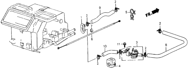 1986 Honda CRX 2 Door SI KL 5MT Water Valve - Hose Diagram