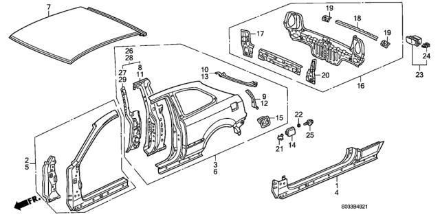 1998 Honda Civic 3 Door CX KA 4AT Outer Panel (Old Style Panel) Diagram