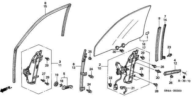 Regulator, Left Front Dr Diagram for 72250-S84-A12