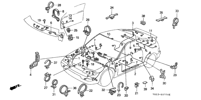 1991 Honda CRX Wire Assy., Interior Diagram for 32155-SH2-010