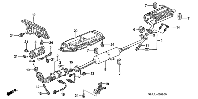 2006 Honda CR-V Muffler Set, Exhuast Diagram for 18030-S9A-A02
