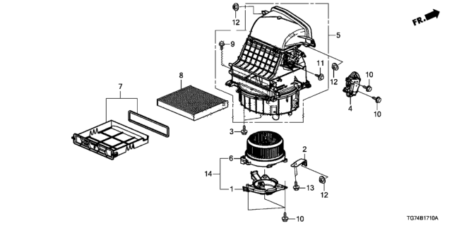 2020 Honda Pilot 5 Door EX (AWD/SENSING) KA 6AT Heater Blower Diagram