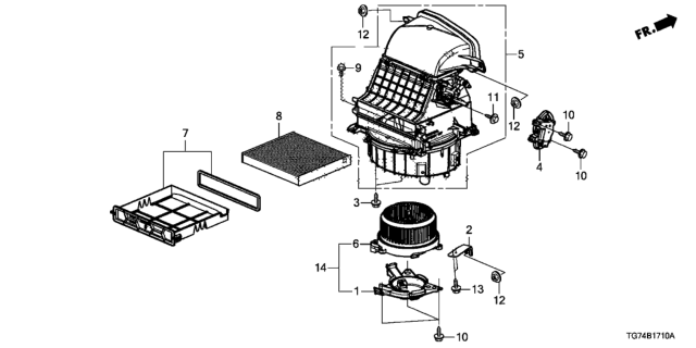 2017 Honda Pilot Blower Sub-Assy. Diagram for 79305-TZ5-A42