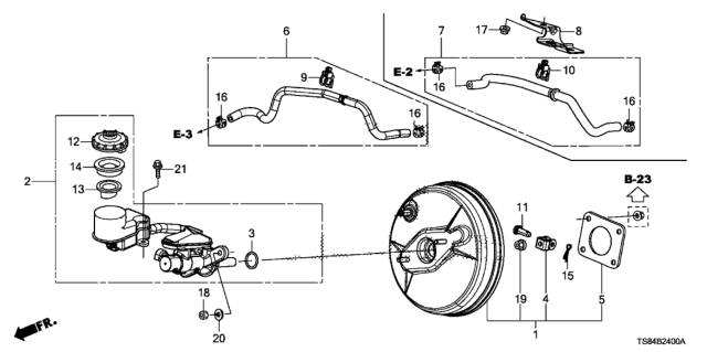 2014 Honda Civic Brake Master Cylinder  - Master Power Diagram