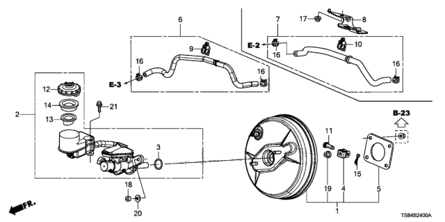 2015 Honda Civic Brake Master Cylinder  - Master Power Diagram