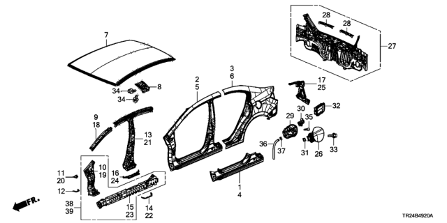 2012 Honda Civic Adapter Assy., Fuel Cap Diagram for 74480-TR0-A01