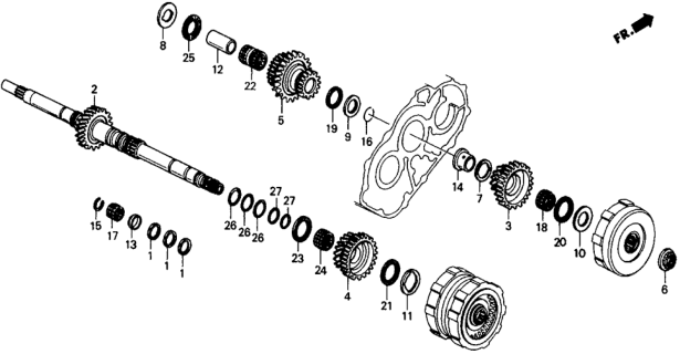 1989 Honda Civic Collar, Mainshaft Fourth Gear Diagram for 90502-PS5-000