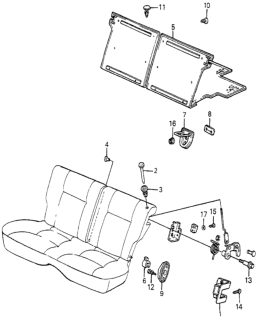 1984 Honda Accord 3 Door S KH 4AT Rear Seat Components Diagram