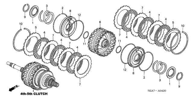 2003 Honda Accord 4 Door LX (SIDE SRS) KL 5AT AT Clutch (4th-5th) (L4) Diagram