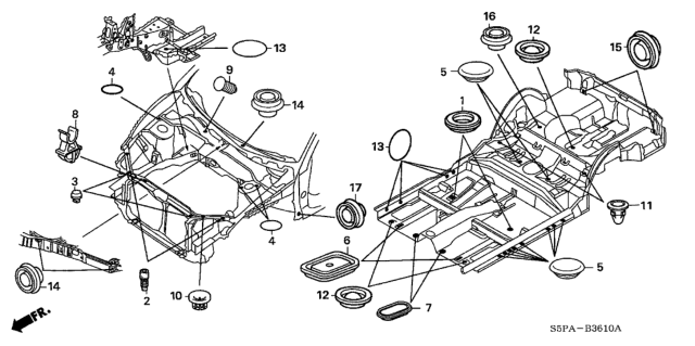 2005 Honda Civic Grommet (Front) Diagram