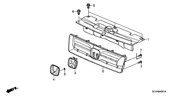 2007 Honda Element Base, Front Grille Emblem (Bumper Dark Gray) Diagram for 75102-SCV-A11ZA