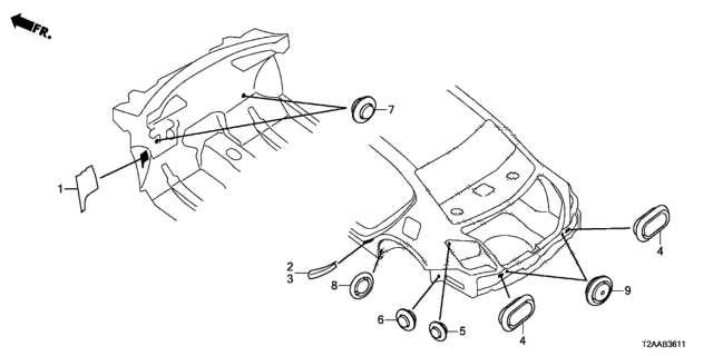 2017 Honda Accord Grommet (Rear) Diagram