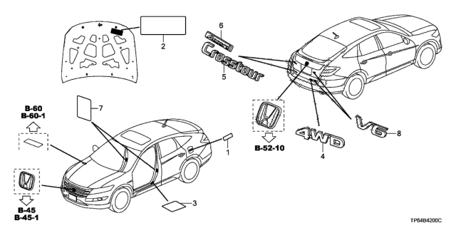 2012 Honda Crosstour Emblem, Rear (4Wd) Diagram for 75719-TP7-A01