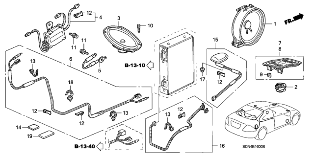 2005 Honda Accord Radio Antenna - Speaker Diagram