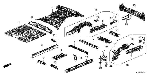 2019 Honda Passport Floor Panels Diagram