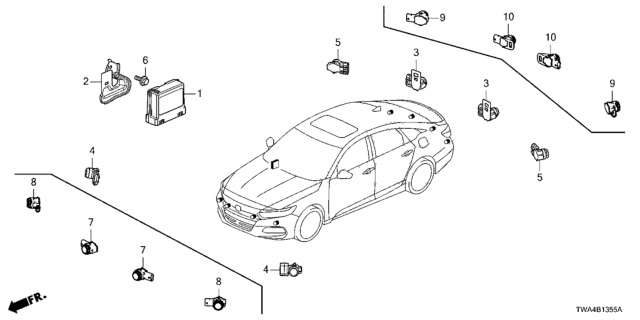2021 Honda Accord Hybrid Bracket, Parking Sensor Unit Diagram for 39671-TVA-A00